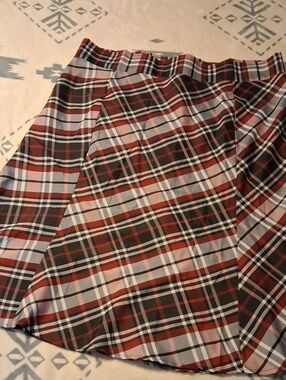 Gold Flava Plaid A-Line Skirt in Burgandy and Black See Description For Sizing